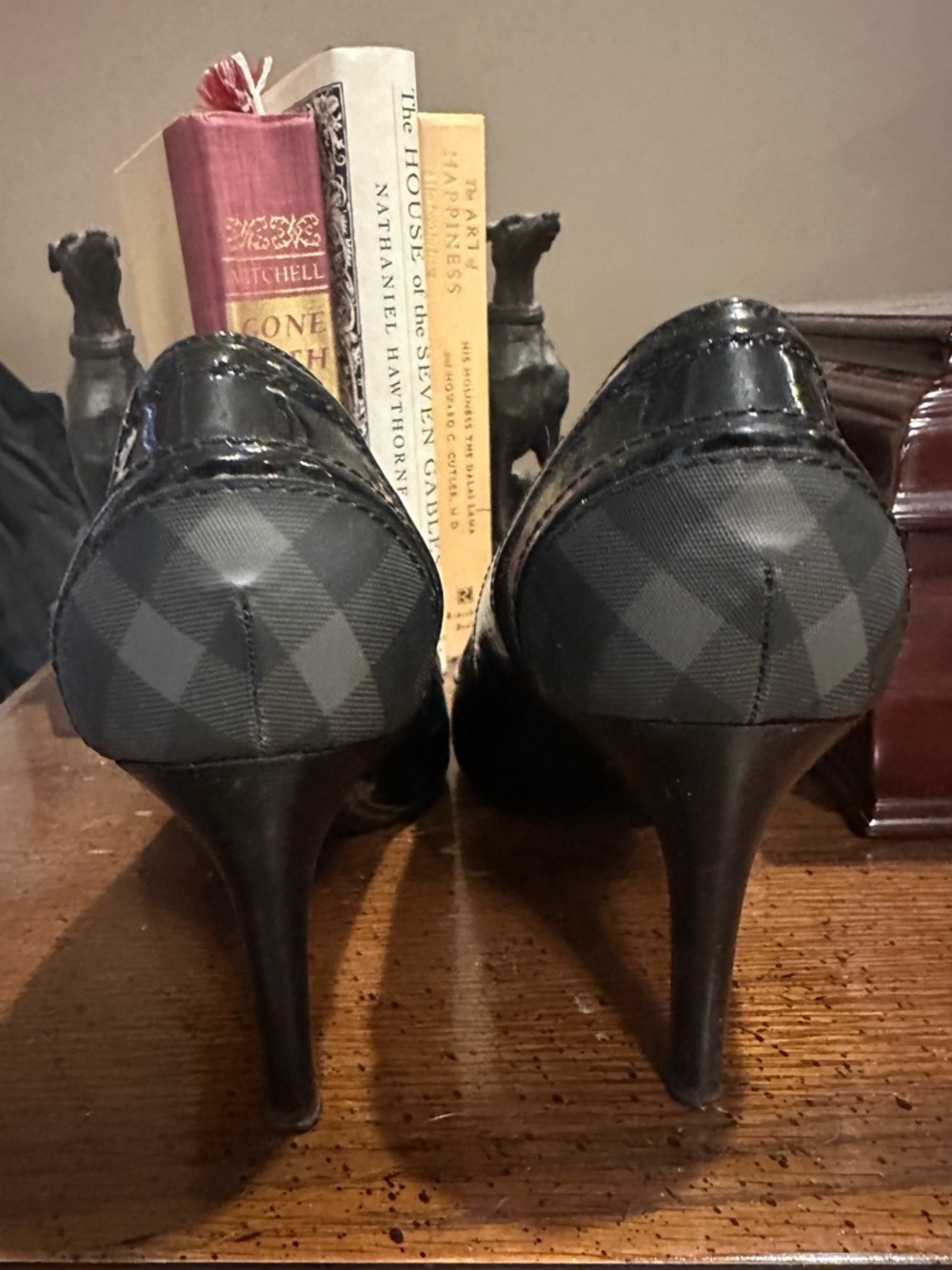 Burberry Black Heels with Subtle House Check